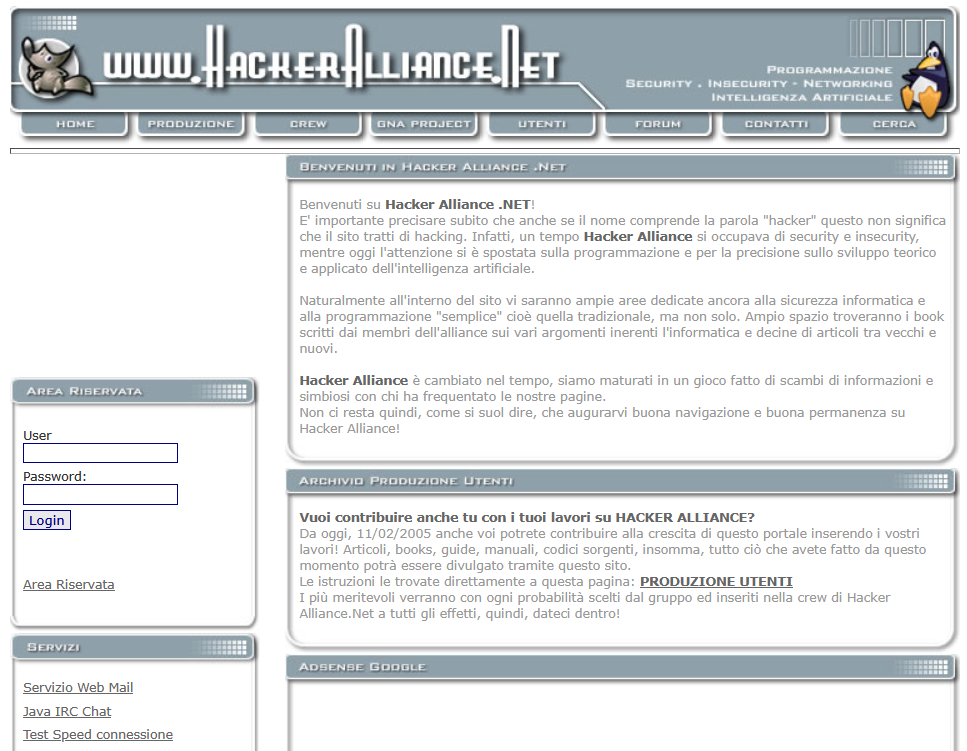 Vecchio sito hackeralliance